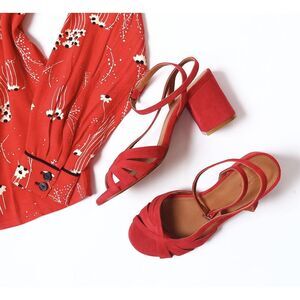 ba&sh Red Camelia Block Sandals